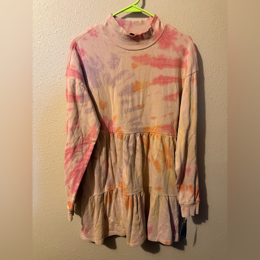 Wild Fable NWT Colorful Long Sleeve Tie Dye Baby Doll Dress Women’s XS
